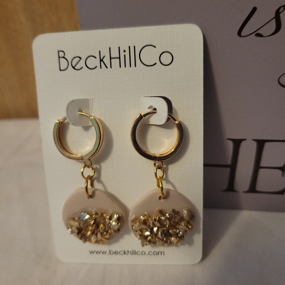 BeckHillCo Gold and Pink Dangle Earrings